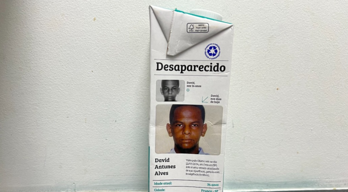 Empresa de laticínios usa inteligência artificial para ajudar a buscar desaparecidos Embalagem do leite Piracanjuba com foto de pessoa desparecida