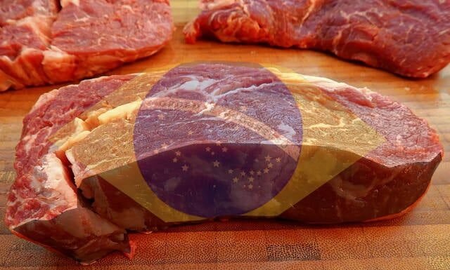 carne bovina estampada com bandeira do brasil